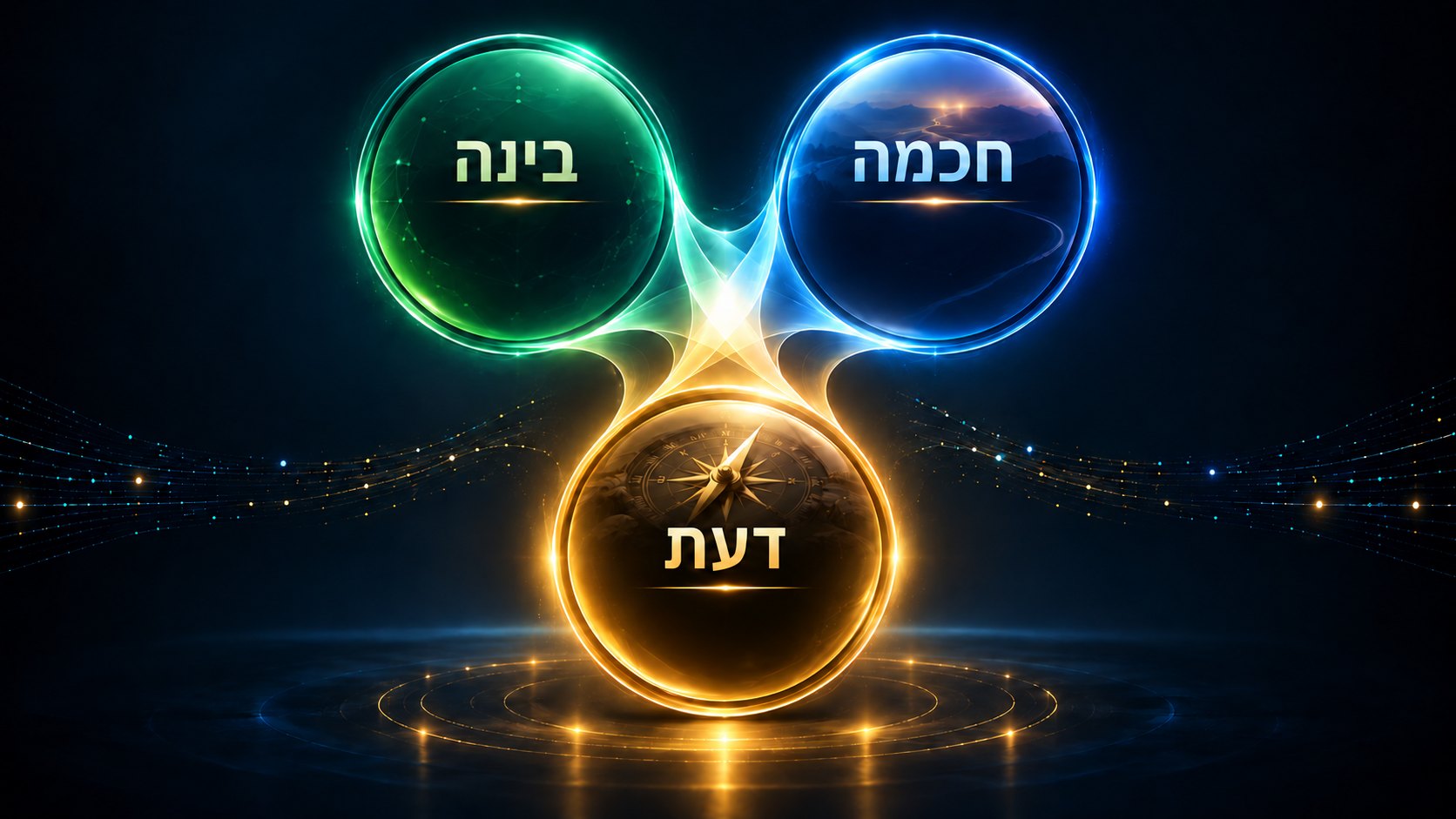 שלושה עיגולים מחוברים: חכמה, בינה ודעת